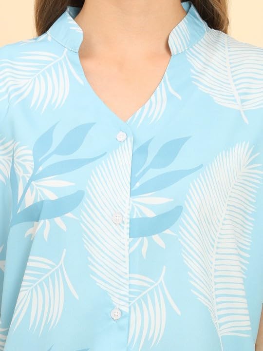 Image of Trendy Queen Printed Straight Mandarin Neck Shirt for Women's | Tops for Woman Shirts | Shirt for Women Stylish Western (SD780 S)