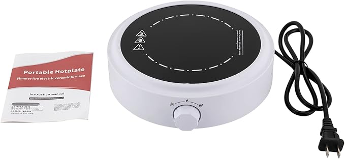 Estufa Eléctrica Portátil 800W 110V con Plato de Cristal, 1 Puesto, Blanca miniatura 7