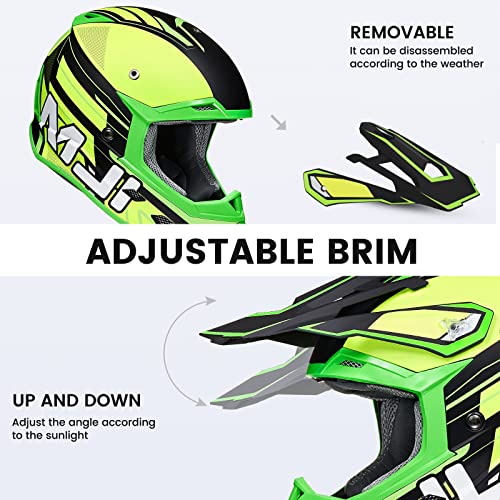 ILM Youth Dirt Bike Helmet & Gloves Goggles H613 (Fluorescent, Small)