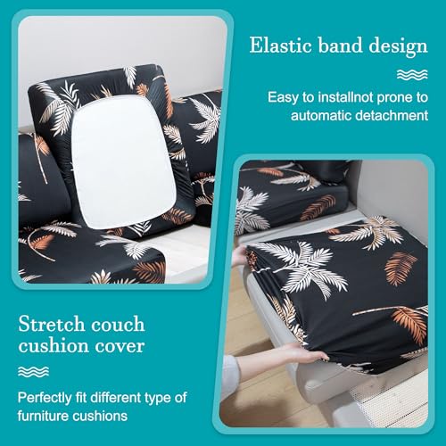 Image of 12Pcs Stretch Patio Cushion Covers,Outdoor Couch Covers Replacement,Outdoor Couch & Sofa Slipcovers,for Patio Furniture Cushion Covers,Washable Reusable Furniture Protector (Coconut Ttrees,Cover Only)