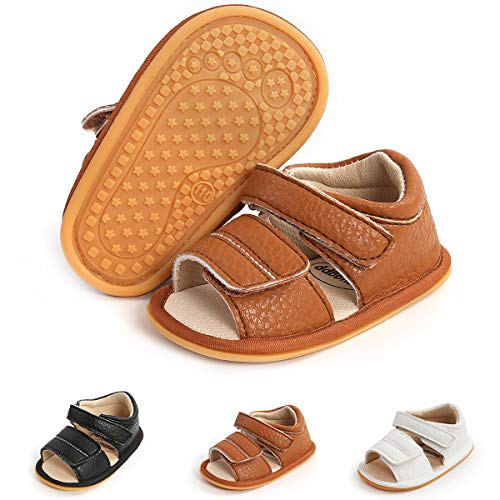 COSANKIM Baby Boys Girls Sandals Anti-Slip Rubber Sole Infant Summer Shoes Toddler First Walkers Crid Shoes(3-6 Months Infant,A-Brown)