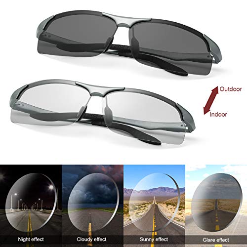 Image of MIRYEA Polarized Photochromic Driving z87 Sunglasses for Men Day Night Safety Glasses