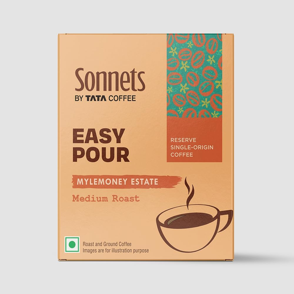 See full amazon price history chart for Sonnets by Tata Coffee, Easy Pour, Mylemoney Estate, Medium Roast & Ground Coffee, Tasting Notes of Dark Chocolate & Blueberries, 5 Easy Pour Bags Sonnets by Tata Coffee, Easy Pour, Mylemoney Estate, Medium Roast & Ground Coffee, Tasting Notes of Dark Chocolate & Blueberries, 5 Easy Pour Bags (B0CSZ4KQXN) Amazon Price History, Amazon Price Tracker