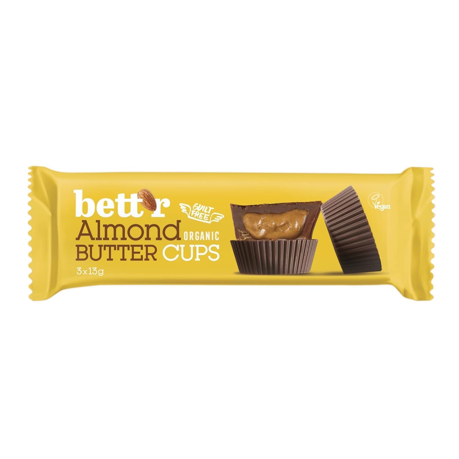 Bett'r GUILT FREE Bio Mandel Butter Cups. 100% Vegan, Glutenfrei und Laktosefrei - 12 x 39 g