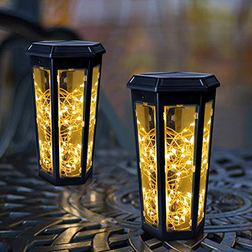 Farol Solar Exterior,Solar Lantern Outdoor para colgar en el jardín, 2 unidades, luz impermeable para decoración de Navidad (luz blanca cálida) Cover