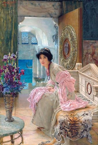 Lienzo Lawrence Alma-Tadema Guardando e aspettando para decoración de salón 60x90cm