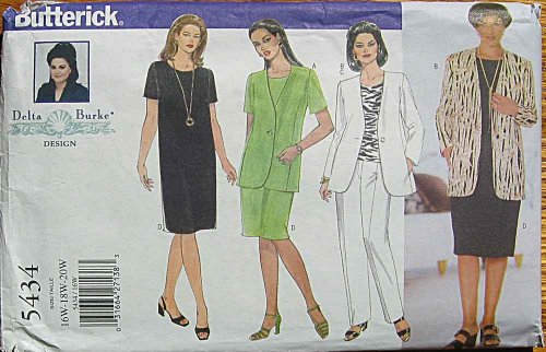 Butterick 5434 Sewing Pattern ~ Delta Burke Women's Jacket, Dress, Top and Pants, Sizes 16W-20W by Delta Burke