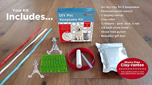 ultimate pawprint keepsake kit makes 2 - paw print christmas ornament w bonus personalization tool amp display stands for dogs cats amp pets non-toxic clay air-dries soft light amp uncrackable