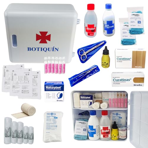 DEPALMERA Pharma✙ Botiquín de Primeros Auxilios, Botiquin de Pared para Casa, Oficina, Caravana, Apartamento. 27cm x10cm x 25cm, Botiquin Completo, Homologado con Suministros para Curas de Emergencia.