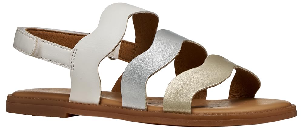 Geox J Karly Girl Sandal, White/Silver, 38 EU