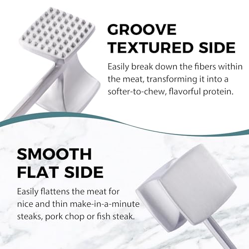 Image of KITEXPERT Meat Tenderizer Hammer with Comfortable-Grip Handle, Dual-side Mallet for Kitchen, Heavy Duty Pounder For Tenderizing Steak, Beef and Fish, Pink