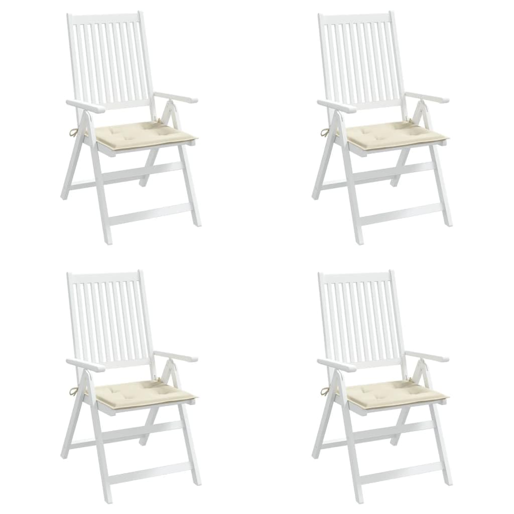 vidaXL 4X Cojines para Silla de Jardín Asiento Tumbona Patio Terraza Balcón Exterior Salón Acolchado Decoración Adorno Cómodo Tela Crema 50x50x4 cm