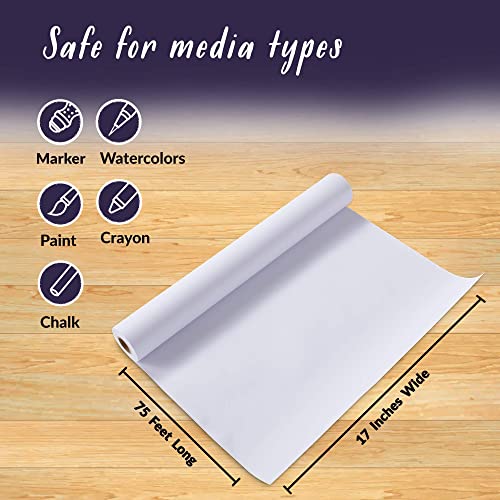 Incredible Value Bundle 3 Pack Easel Paper Roll Fits Most Standard Kids, 17-24 Inch-Wide Easels And Dispenser, For Crafting Activity And Painting, Non Bleed White Butcher Paper (17 Inches X 75 Foot) #TOP1