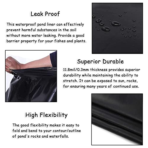 Hdpe Pond Skins For Fish 12Mil Uv Resistant Pond Tarp Liner Black Durable Flexible Liners 3.3X10 6.5X10 10X10 10X20 13X13 13X20 16.5X20 20X20 23X23Ft For Koi Or Fish Duck And Waterscape ( Size : 10X20 #TOP1