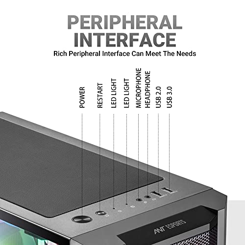 Image of Ant Esports ICE-311MT Mid-Tower ATX Computer Case I Gaming Cabinet - Black Support ATX /Micro-ATX /ITX Motherboard with 3 x 120 mm ARGB Front Fans and 1 x 120 mm Rear Fan Pre-Installed