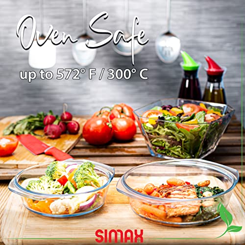 Simax Casserole Dish Set, Set Of 2 Casserole Dish With Lid, Round Glass Cookware, Borosilicate Glass, Made In Europe 1 Qt And 1.5 Qt Baking Dishes #TOP1