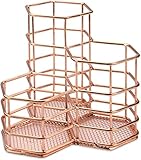 【Sólido y duradero】 Portalápices de oro rosa hecho de metal de calidad, con superficie de galvanoplastia, duradero y resistente a la oxidación, borde redondeado liso.
