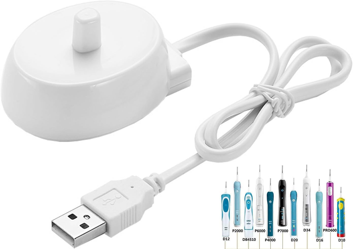 Newding Charger Base Replacement Compatible With Braun Oral B IO Series 6 5 4 3 2, Genius X, Vitality, Pro 3 3900 3500 3000, Pro 2, Pro 1000, Kids, Electric Toothbrush Charging Power Cord, IPX7