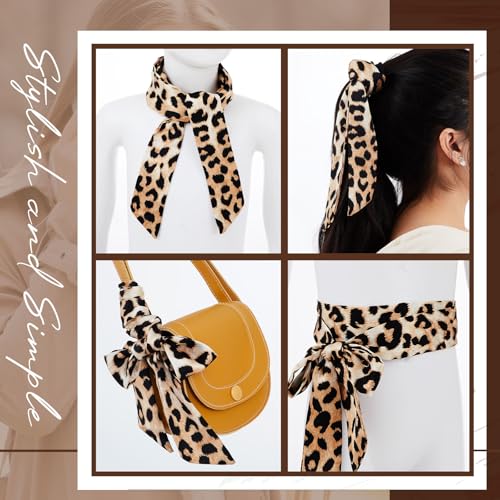 Coume 2 Pcs Leopard Scarf Include 27'' cheetah print & 78.7'' leopard print long silk scarf for Women4