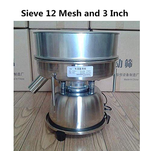 Electric Automatic Sieve Shaker Vibrating Sieve Machine Food Industrial Stainless Steel Sifter For Granule Powder Grain (12 Mesh 1.6Mm) #TOP1