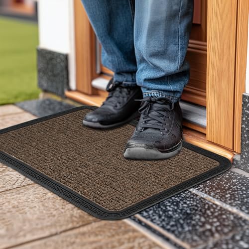 Image of Encasa XO Door Mat for Home Entrance, Polypropylene Floor Mat Brown