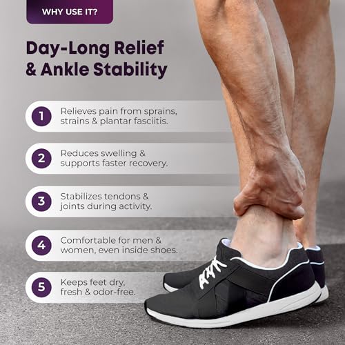 Image of betterhood Premium Ankle Support (1 Piece, Large, UK 8-11) | ZeroBulk Design for Gym, Sports, Day-long Use | Ankle Straps for Men, Women for Sprains, Plantar Fasciitis | Adjustable Ankle Binder Foot Band