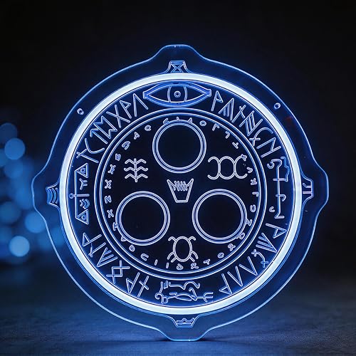 Image of Cult Leader Symbol Neon Sign - Silent LED Light for Wall Decor, Dimmable USB Powered Horror Aesthetic Night Light for Bedroom, Man Cave, Game Room, Fans Gift (Blue Light)