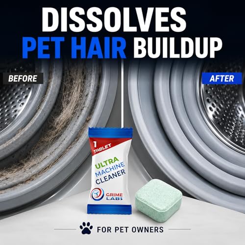 Image of Washing Machine Cleaner - Pet Owners Edition | Removes Pet Odors & Residue | Deep Cleaning & Freshening | Safe for Septic Tanks | Front & Top Load HE Washers | 24 Tablets