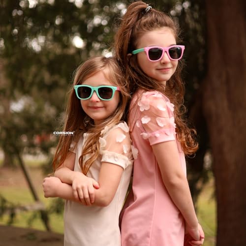 COASION Kids Sunglasses Age 4-12, Girls Boys Polarized TPEE Rubber Flexible Shades Glasses for Big Kids2