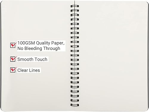 Miniatura 10 de EUSOAR - Cuaderno en espiral de tapa dura, tamaño A5, paquete de 3 cuadernos de 5.5 x 8.3 pulgadas, cuaderno de bocetos en espiral de papel de