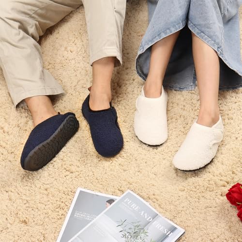 Image of Ibeauti Women Mens House Slippers Lightweight Comfy Barefoot Slipper Socks Rubber Sole House Shoes for Indoor /Outdoor Bedroom Travel