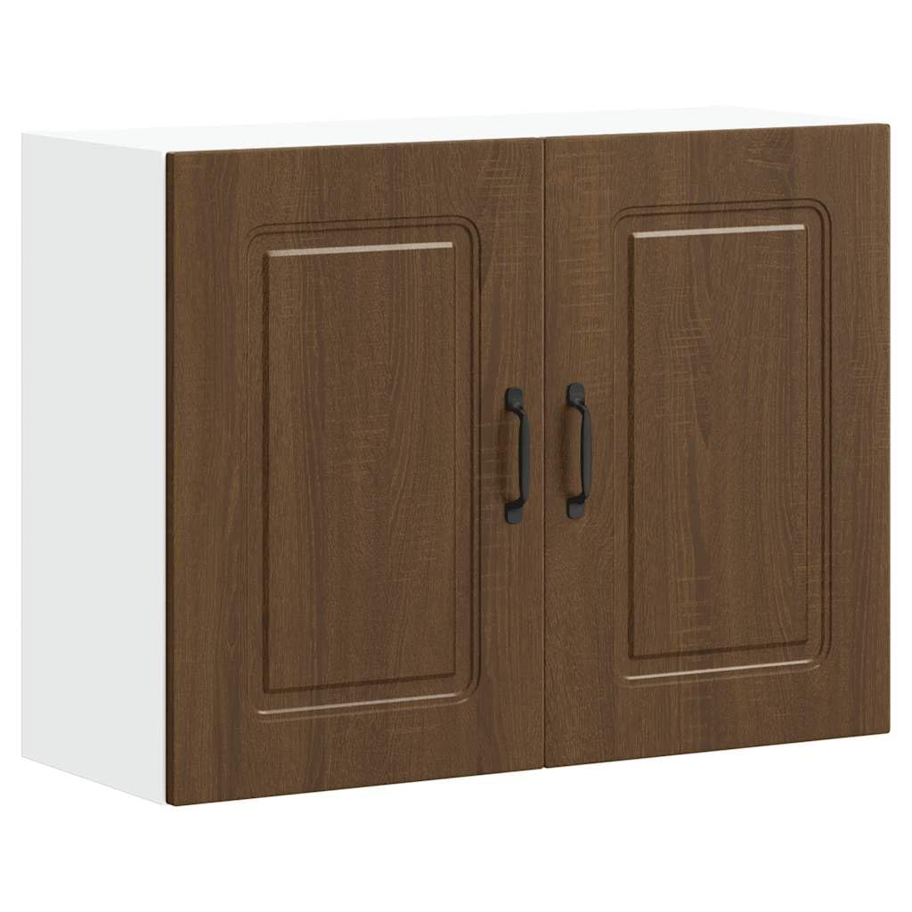 vidaXL Pensile da Cucina Kalmar Rovere Marrone in Legno Multistrato, Armadio da Cucina a Parete con Porte, Montato
