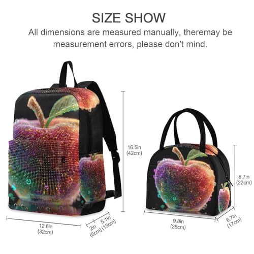Neon Fruits Print Backpack Set with Lunch Bag, Large Capacity Travel Backpacks and Lunch Box Insulated for Commute Hiking Picnic2