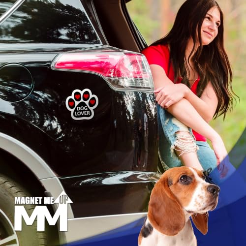 Image of Dog Lover Pawprint Car Magnet 5 Inch 2 Pack, Dog Lover Gift, Made in USA | Heavy duty magnetic decal for car, truck, SUV or fridge, full color UV printed
