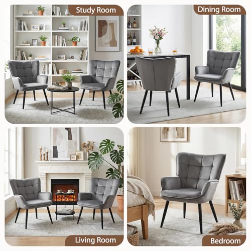 Sillón terciopelo plegable gris miniatura 5