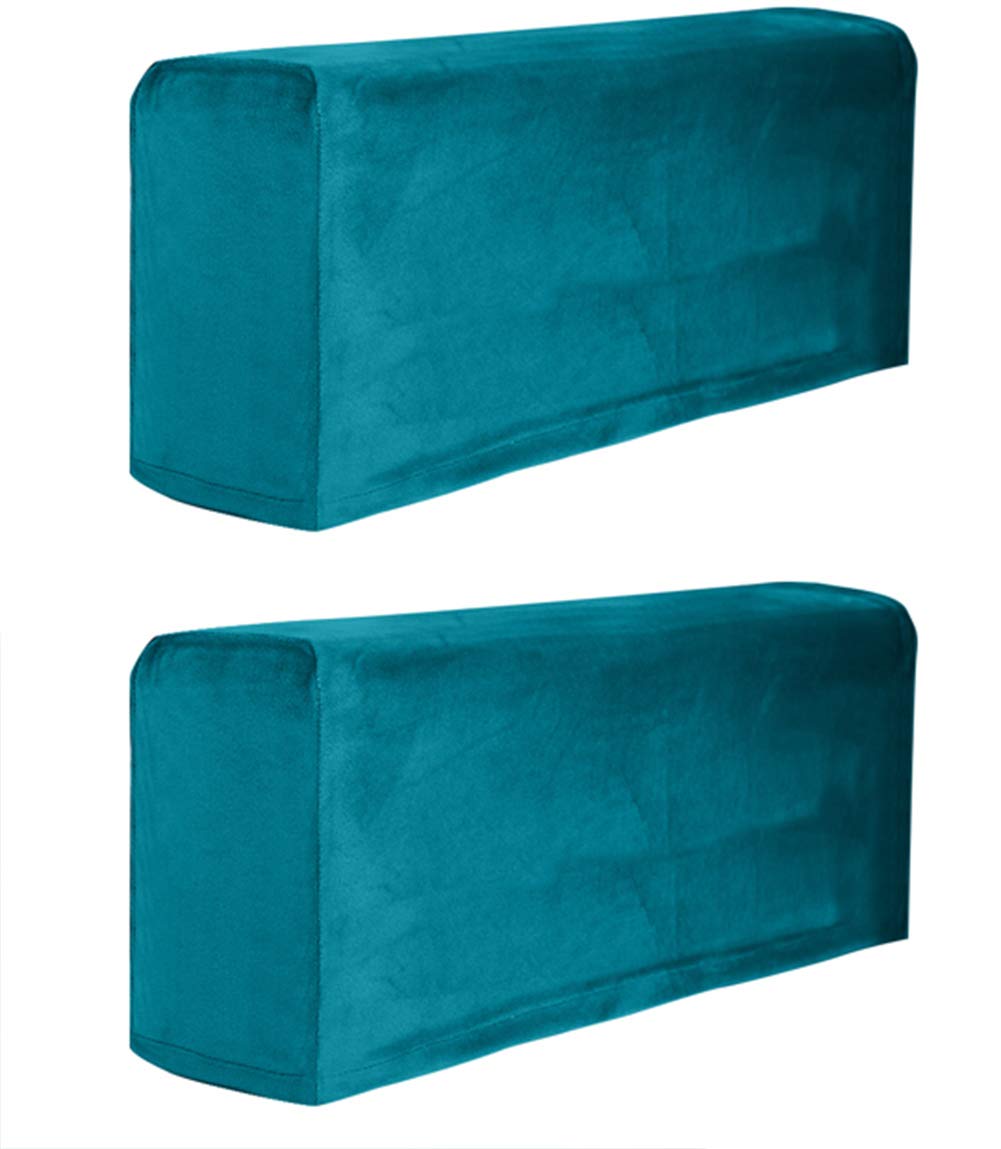 Hanhan Lake-Blue Soft Velvet Armrest Covers Elastic Sofa Slipcover Protector Armchair Armrest Cover Sleeve For Recliner Sofa Furniture, Set Of 2-Lake Blue