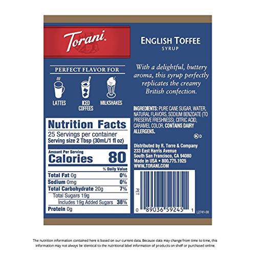 Image of Torani Syrup, English Toffee, 25.4 Ounce (Pack of 2)