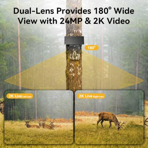 SEHMUA Dual Lens Trail Camera 180° View, AI Animal ID 2K Live Game Camera - image 2