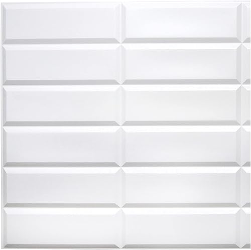 Dundee Deco GRAZPG7115-10 - Panel de pared 3D de PVC de imitación blanco apilado, 3.1 pies x 1.6 pies (37.8 in x 18.9 in), decoración de paneles de