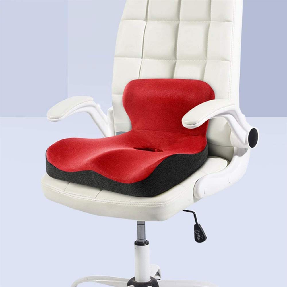Cojín de asiento de espuma viscoelástica, almohadilla ortopédica de alivio de coxis para alivio de presión y comodidad