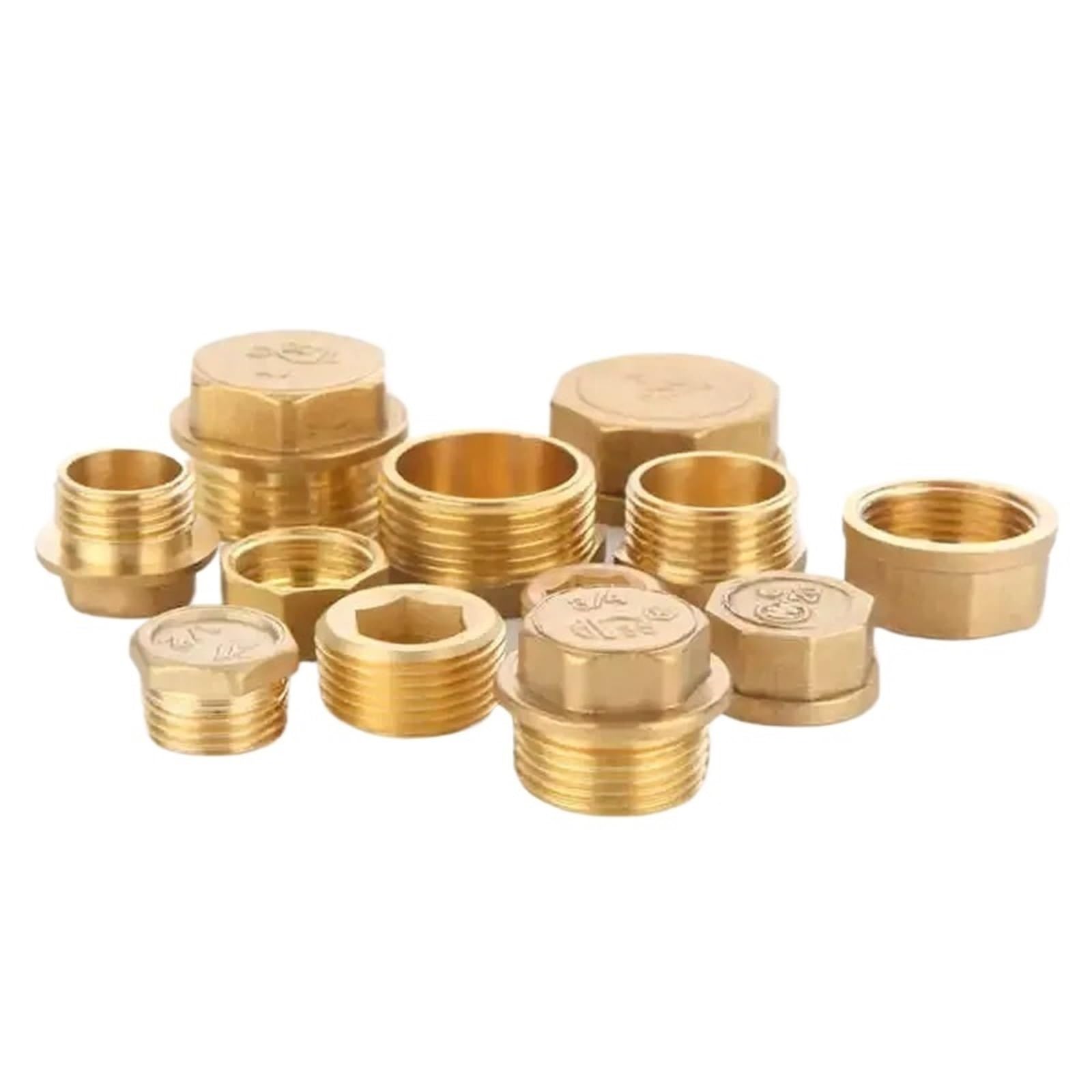 10 Uds latón 1/8 "1/4" 3/8 "1/2" 3/4 "1" BSP rosca macho tapa de extremo tapones de tope tornillo de extremo en el adaptador de conector acoplador de ajuste(Hex Plug 1)