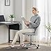 Sweetcrispy Armless Vanity Chair, Cute Comfy Home Office Desk Chair with Wheels, Modern Upholstered Task Computer Seat for Bedroom, Study, Makeup Vanity, Height Adjustable & Swivel, Classic Gray