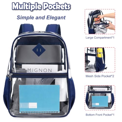 Clear PVC Waterproof Transparent Backpack, Heavy Duty See Through for Girls Boys Women Men - Dark Blue4