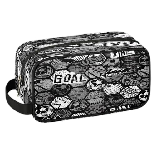 LLCXCSI Neceser de viaje para niños y niños, kit impermeable para colgar para hombres, funda de transporte Cool Switch compatible con Nintendo Switch y consola OLED New Switch, Fútbol Blanco Y Negro,
