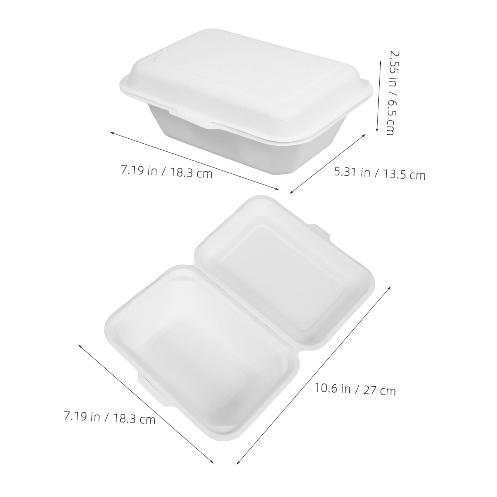 Holibanna Caja de Comida de Papel 600ml, 50 Piezas, Blanco