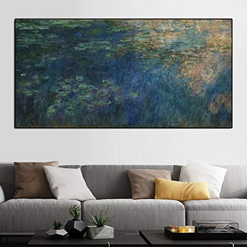 Tableau Claude Monet Nénuphar impression sur toile moderne pour décor de salon 70x140 cm
