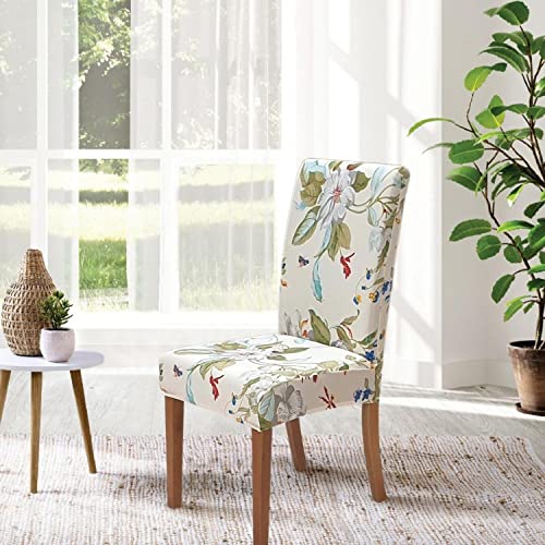 Image of SPRINGRICO Chair Covers for Dining Room Set of 4, Stretch Dining Chair Cover, Washable Spandex Kitchen Parsons Chair Slipcovers, Green Chair Covers for Home or Party (4pack,Green Garden)