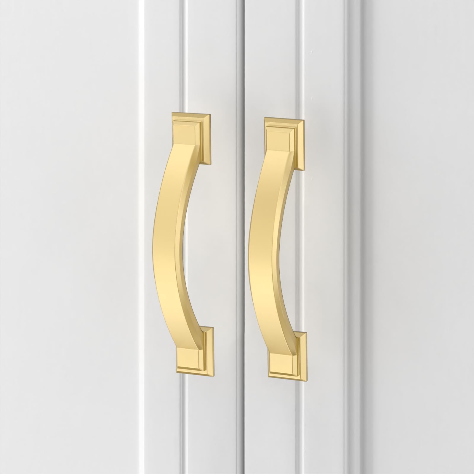 Asidrama 10 Pack 3 Inch(76mm) Brushed Gold Champagne Kitchen Cabinet Handles, Cabinet Pulls Kitchen Cabinet Hardware for Cupboard Drawer Pulls