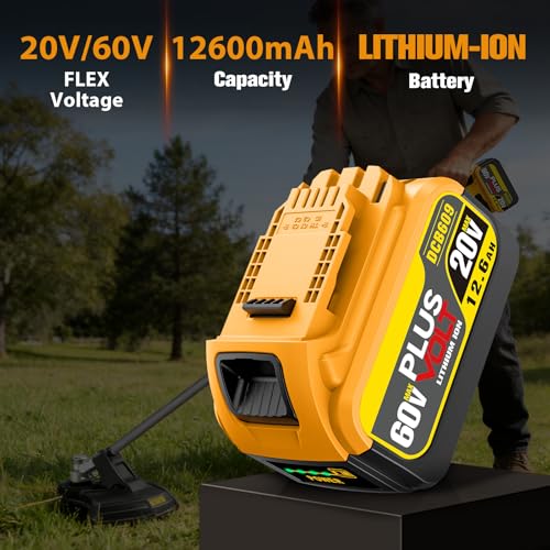 Image of 12.6Ah 20V /60V Flex MAX Compatible with Dewalt Lithium Ion Battery with High Capacity Batteries Cordless Power Tools 60 Volt Baterias DCB606 DCB609 DCB612 DCB615 (2 Pack MAX 12.6Amp 60Volt)