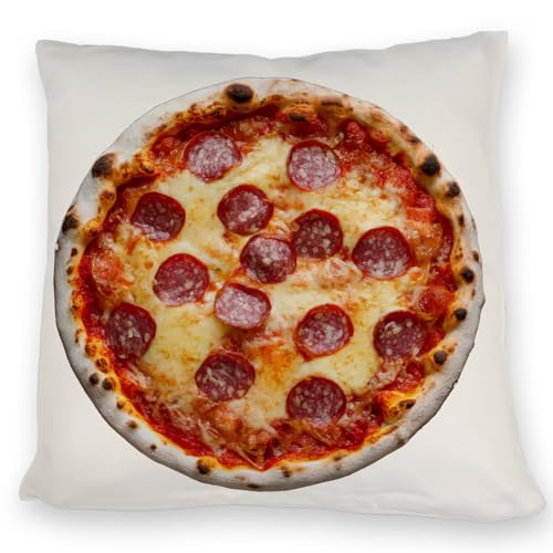 speecheese Fast Food Salami Pizza Kissen mit knusprigem Rand geschmolzenem Käse und Salamischeiben Perfektes Design für Pizza-Liebhaber